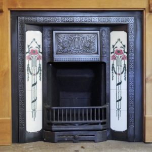 Original Victorian Cast Iron Tiled Insert