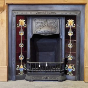 Repro Art Nouveau Tiled Cast Iron Insert
