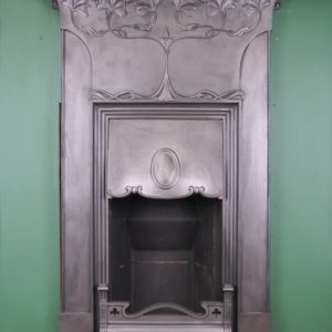 Tall Art Nouveau Cast Iron Combination Fireplace