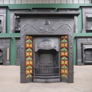 Stunning Art Nouveau Tiled Combination Fireplace