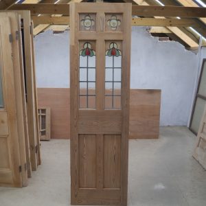 Reclaimed Pitch Pine Door With Stained Glass