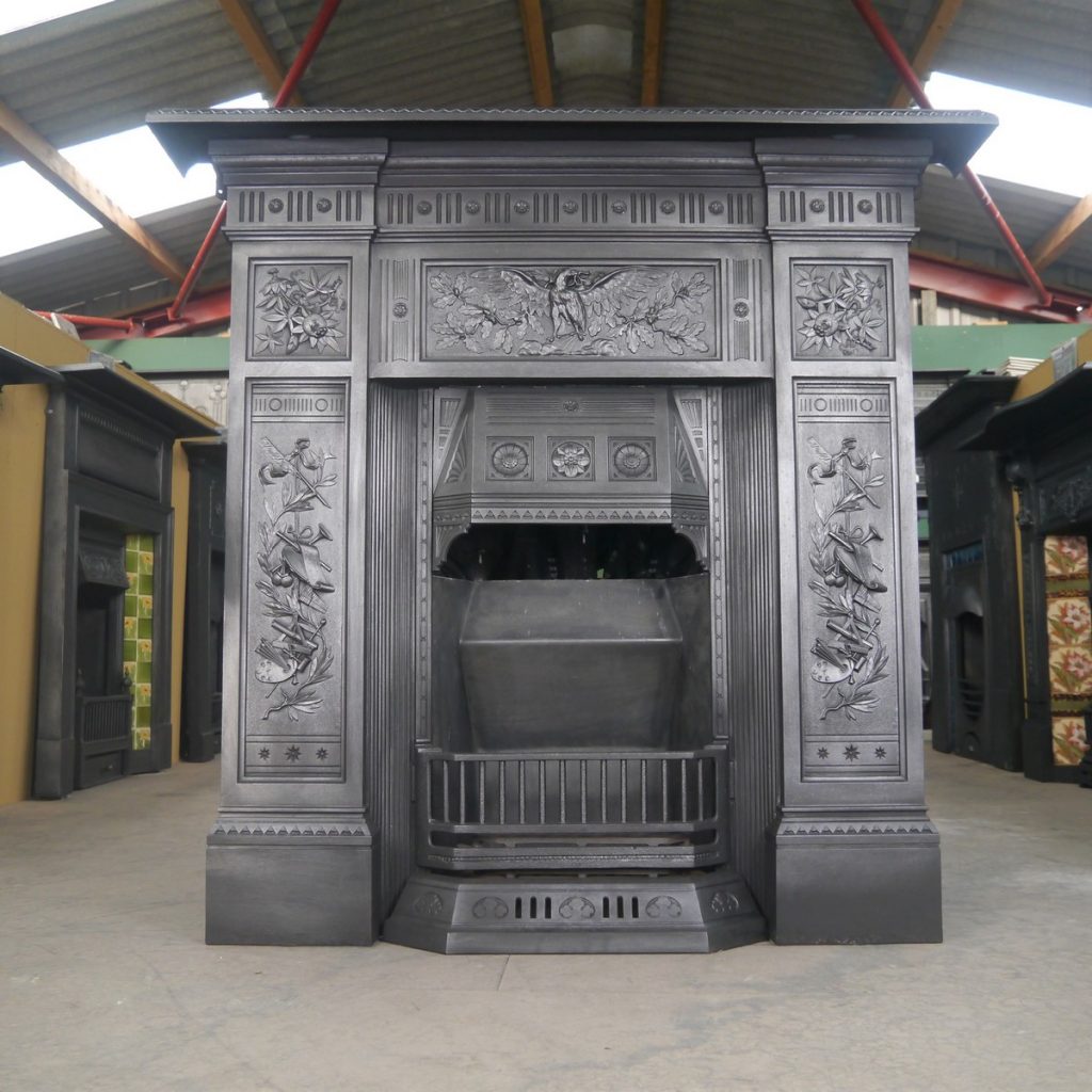 Large Reclaimed Cast Iron Combination Fireplace - Chester Paint Stripping