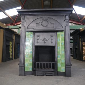 Edwardian Antique Cast Iron Tiled Combination