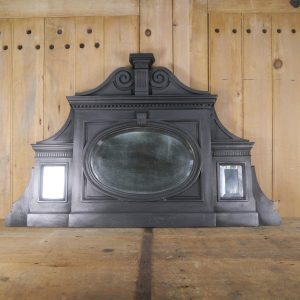 Antique Cast iron Overmantle With Oval Mirror