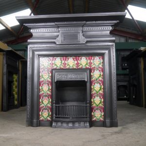 Restored Antique Cast Iron Tiled Combination Fireplace