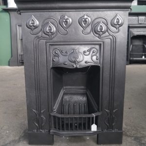Antique Art Nouveau Cast Iron Fireplace