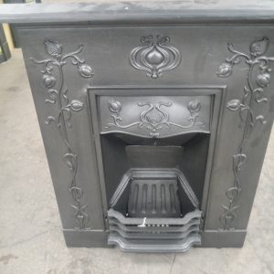 Stunning Art Nouveau Cast Combination Fireplace