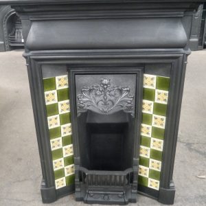 Plain Antique Tiled Cast Iron Combination Fireplace
