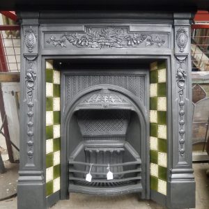 Old Cast Iron Tiled Combination Fire