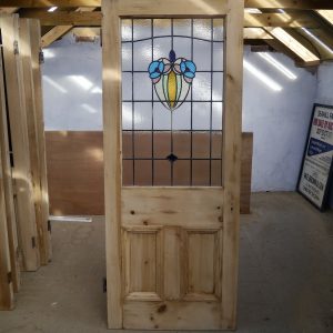 Large Top Panel Stained Glass Door