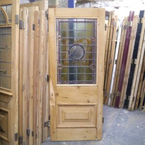 Victorian Reclaimed Door With Large Stained Glass Panel
