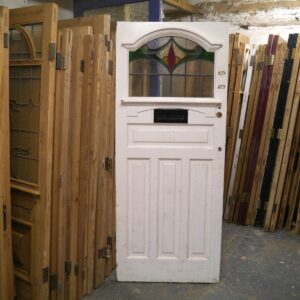 Old Front Door With Stained Glass
