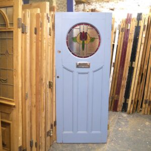 Antique Pine Stained Glass Exterior Door
