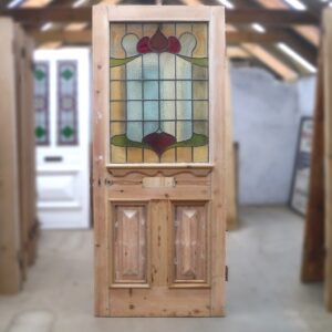 Art Nouveau Large Stained Glass Panel Front Door
