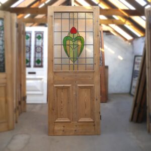 Reclaimed Victorian Door With Large Stained Glass Panel