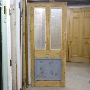 Reclaimed Pine Victorian External Door With Etched Glass